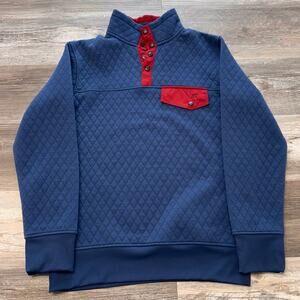 Zyia Active Blue Red Women Small Diamond Quilted Pullover Snap Pocket Sweatshirt